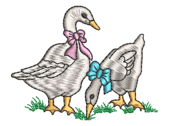 Bow Goose Couple Embroidery: A Designer’s Review for Boutique Sweatshirts