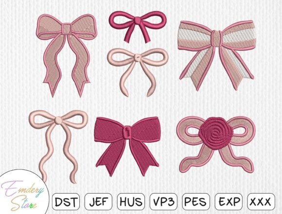 Charming Bow Embroidery Design Bundle for Gift Projects