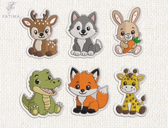 Cute Animal Patch Embroidery Design Set for Holiday Crafting