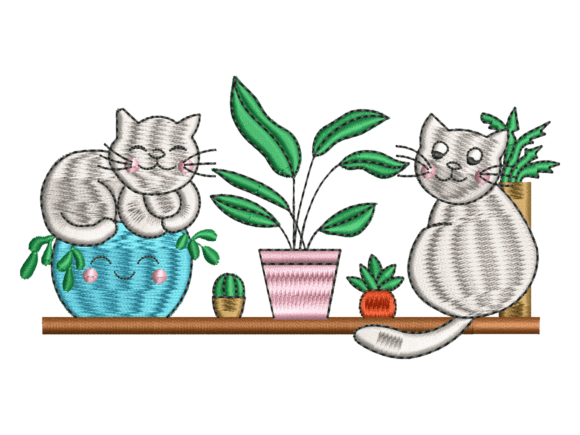 Cute Cats and Plants Embroidery: A Craft Fair Darling