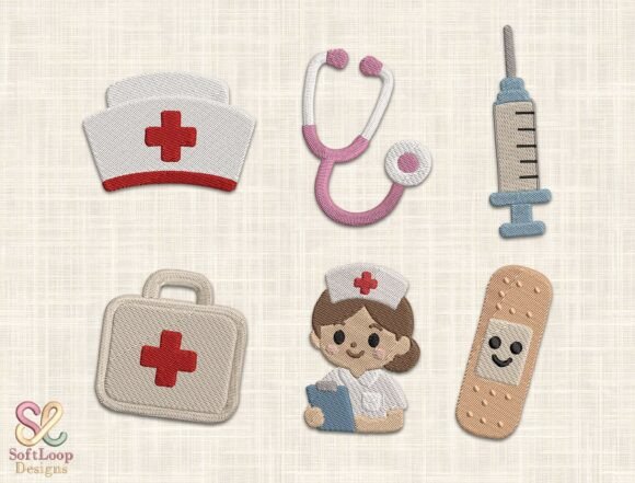 Cute Nurse Embroidery Design Bundle