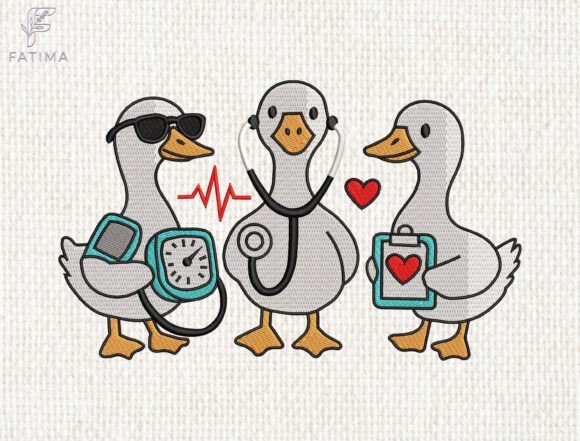 Medical Duck Trio Embroidery Design Review: Cute Meets Practical in Healthcare Humor