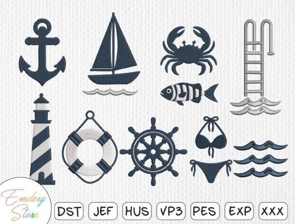 Nautical Embroidery Patch Set: Coastal Charm for Craft Fair Success