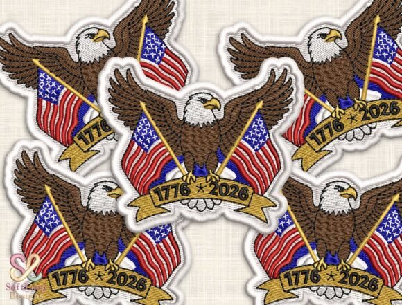 Patriotic Eagle Embroidery Patch Design