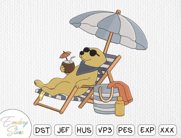 Relaxing Bear on Beach Chair Embroidery Design Review