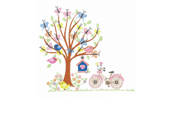 Spring Tree Birds Bicycle Embroidery: A Designer’s Review for Personalized Gifts